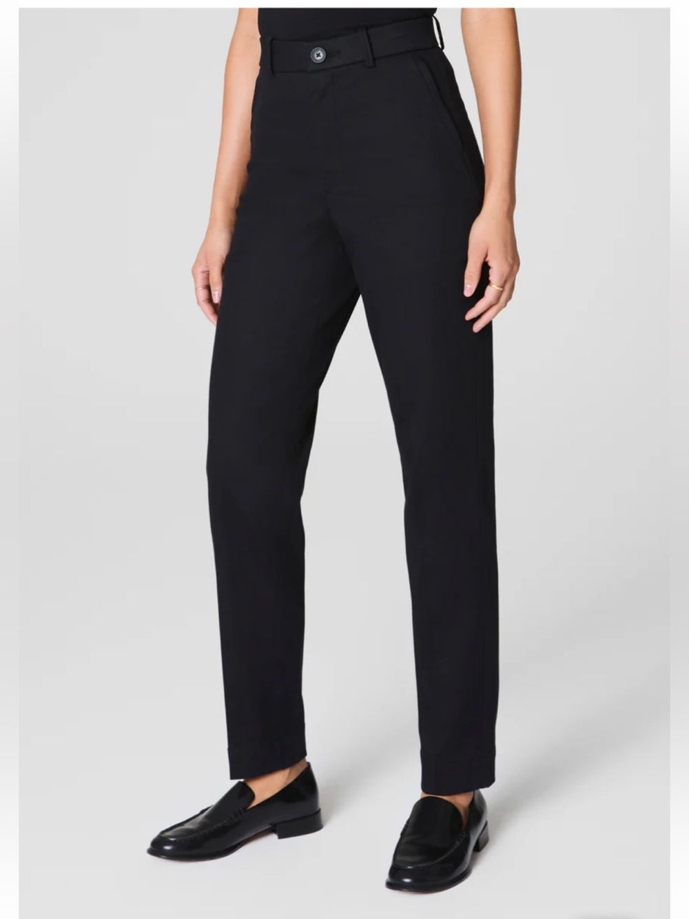 NWT Spanx 21280R Black Super Smooth Stretch Twill Straight Leg Pants Sz. S